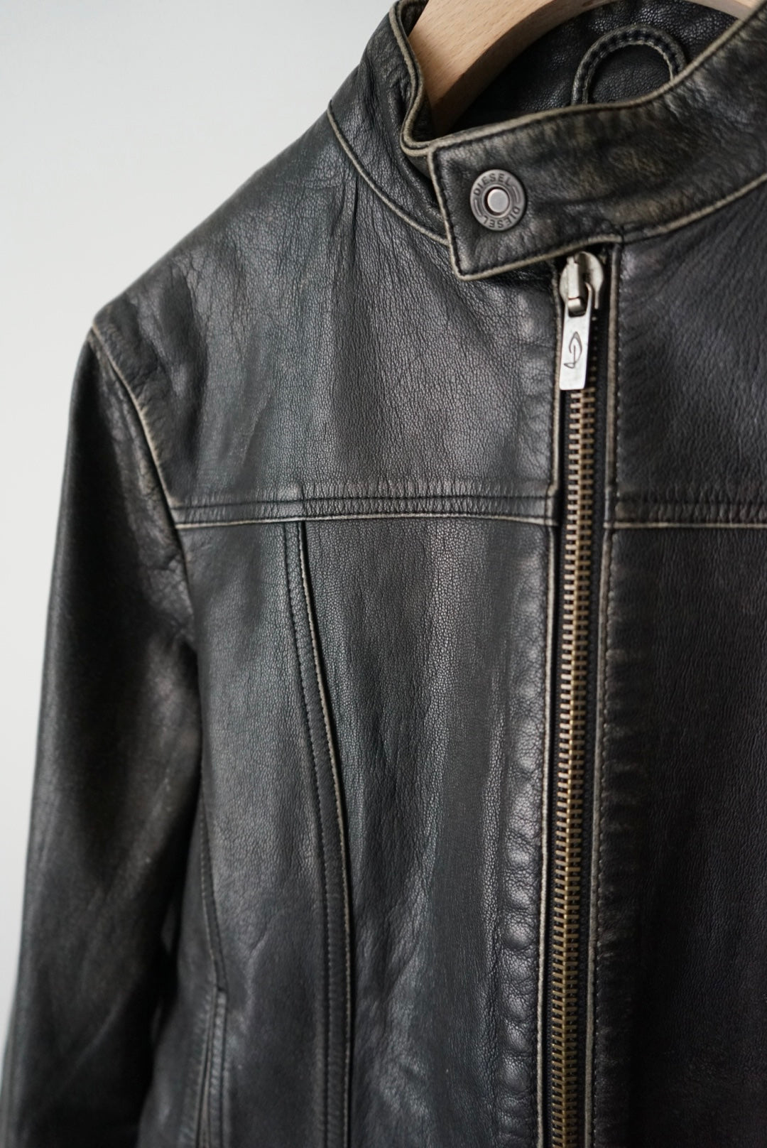 "DIESEL" cool print leather jacket