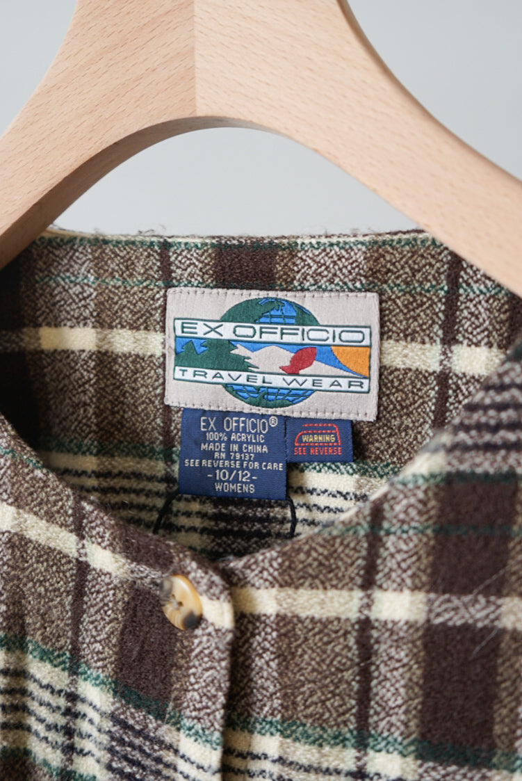 Check fleece no collar jacket