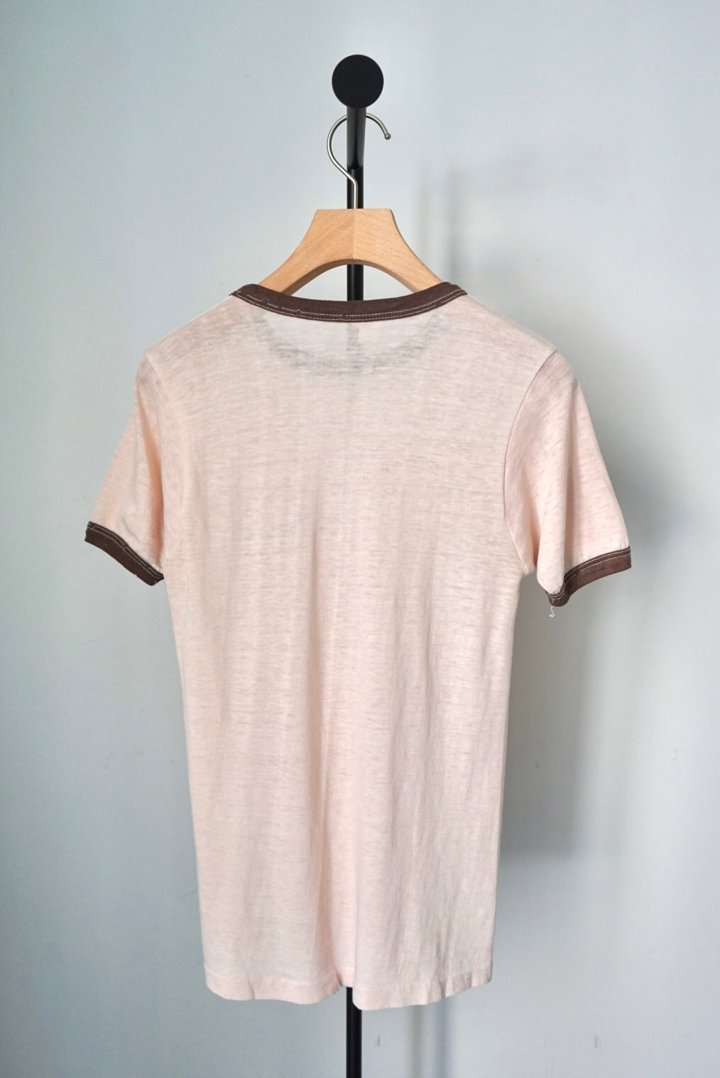 Water-based print damaged ringer tee