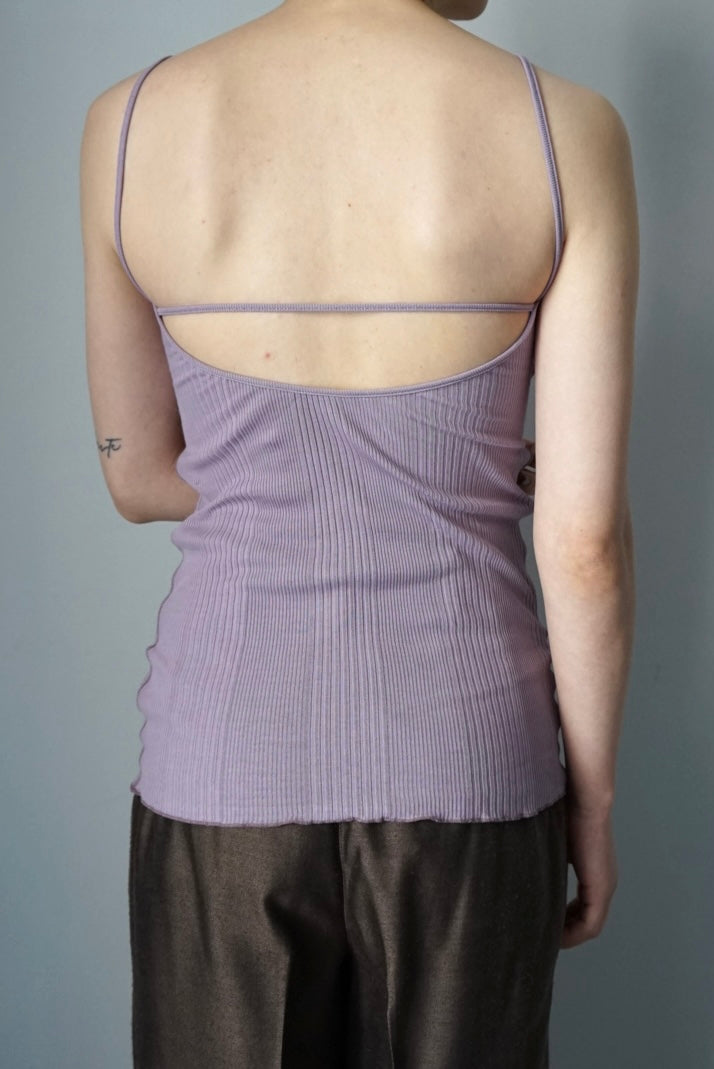【HAKUJI】Random rib open back cami