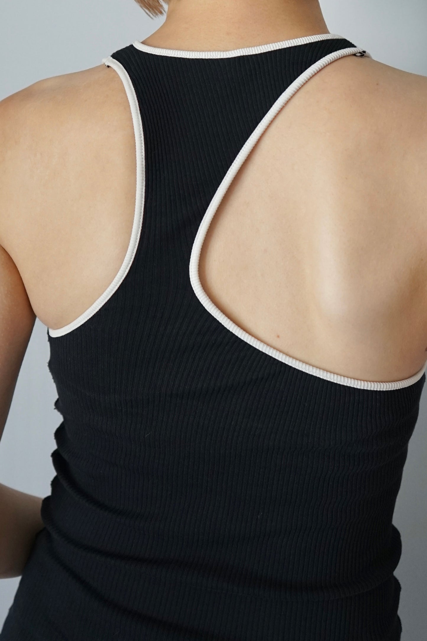 【HAKUJI】Twist cotton asym bra TT -black-