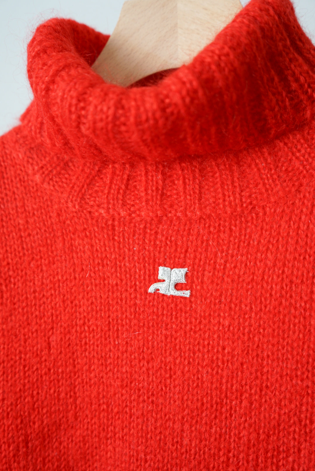 Courreges mohair mix half sleeve knit