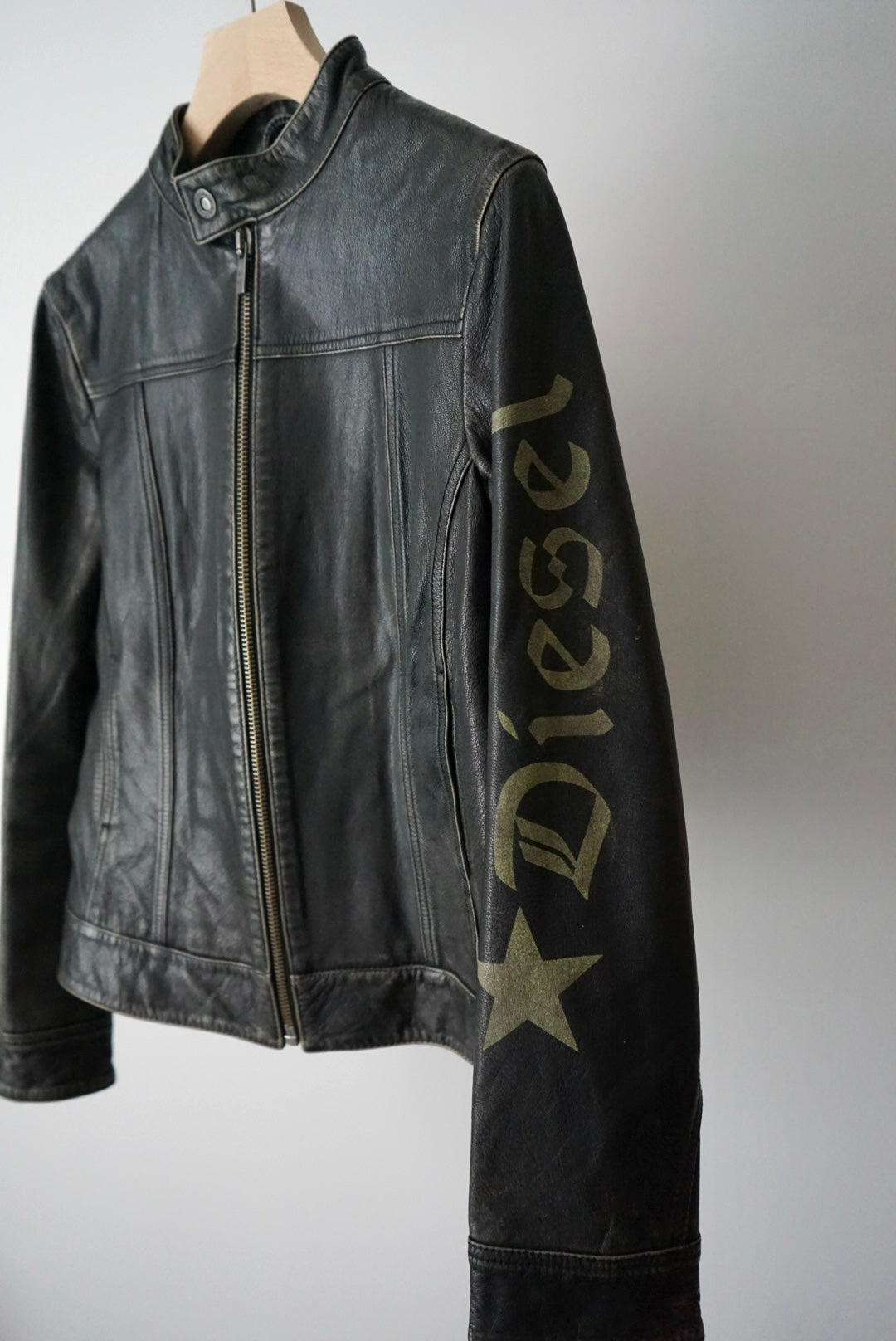 "DIESEL" cool print leather jacket