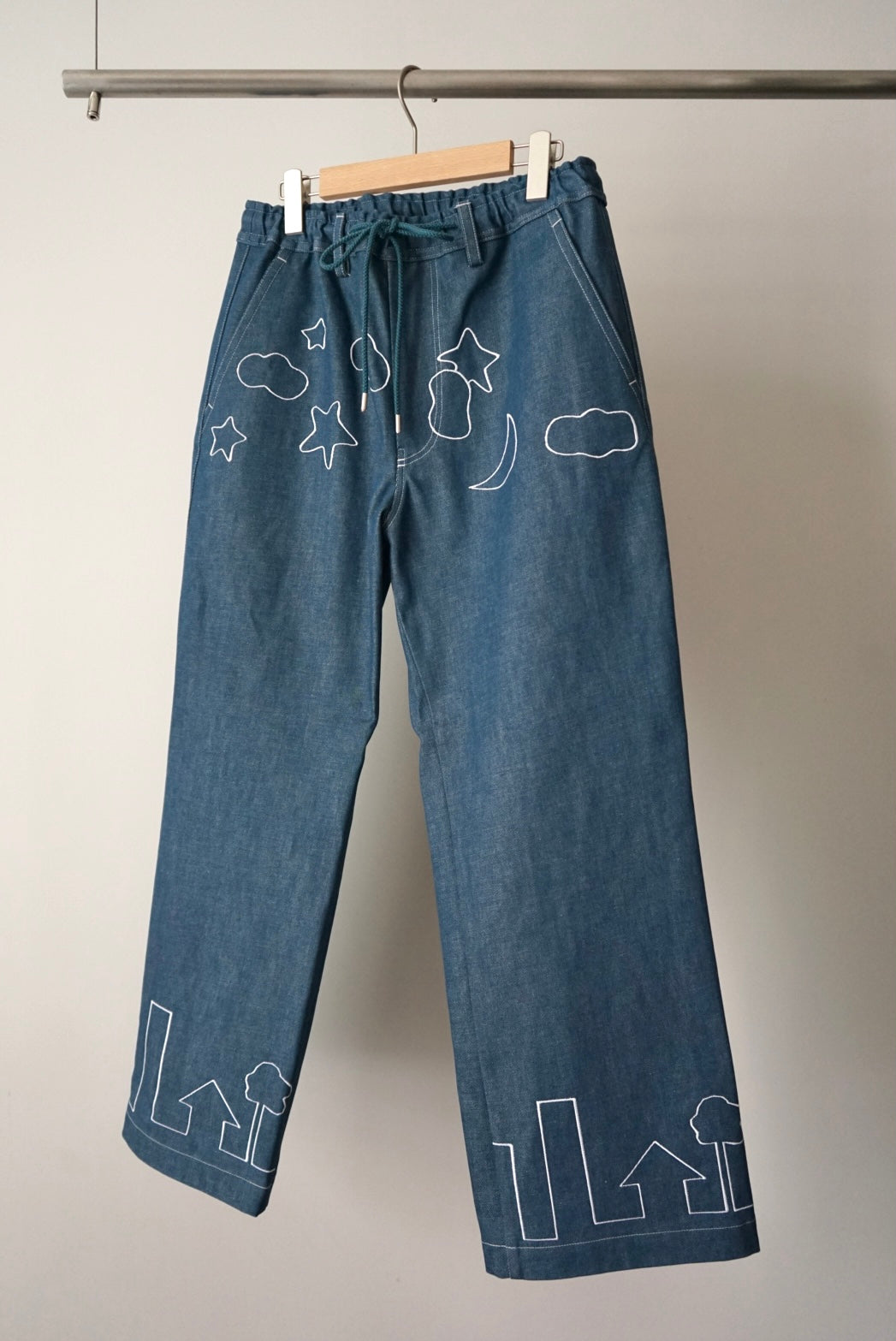 【SHOTAHIYAMA】embroidery denim wide pants
