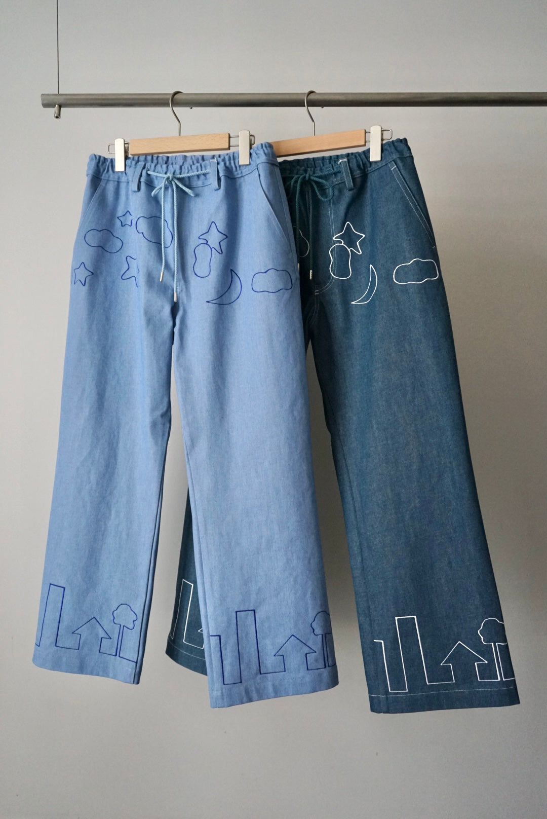 【SHOTAHIYAMA】embroidery denim wide pants
