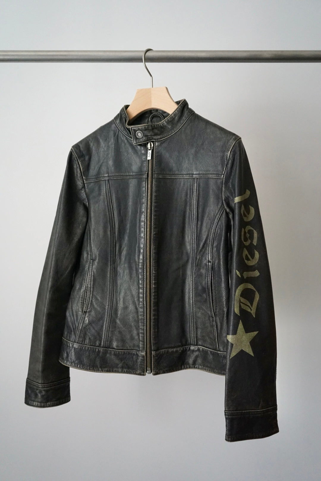 "DIESEL" cool print leather jacket
