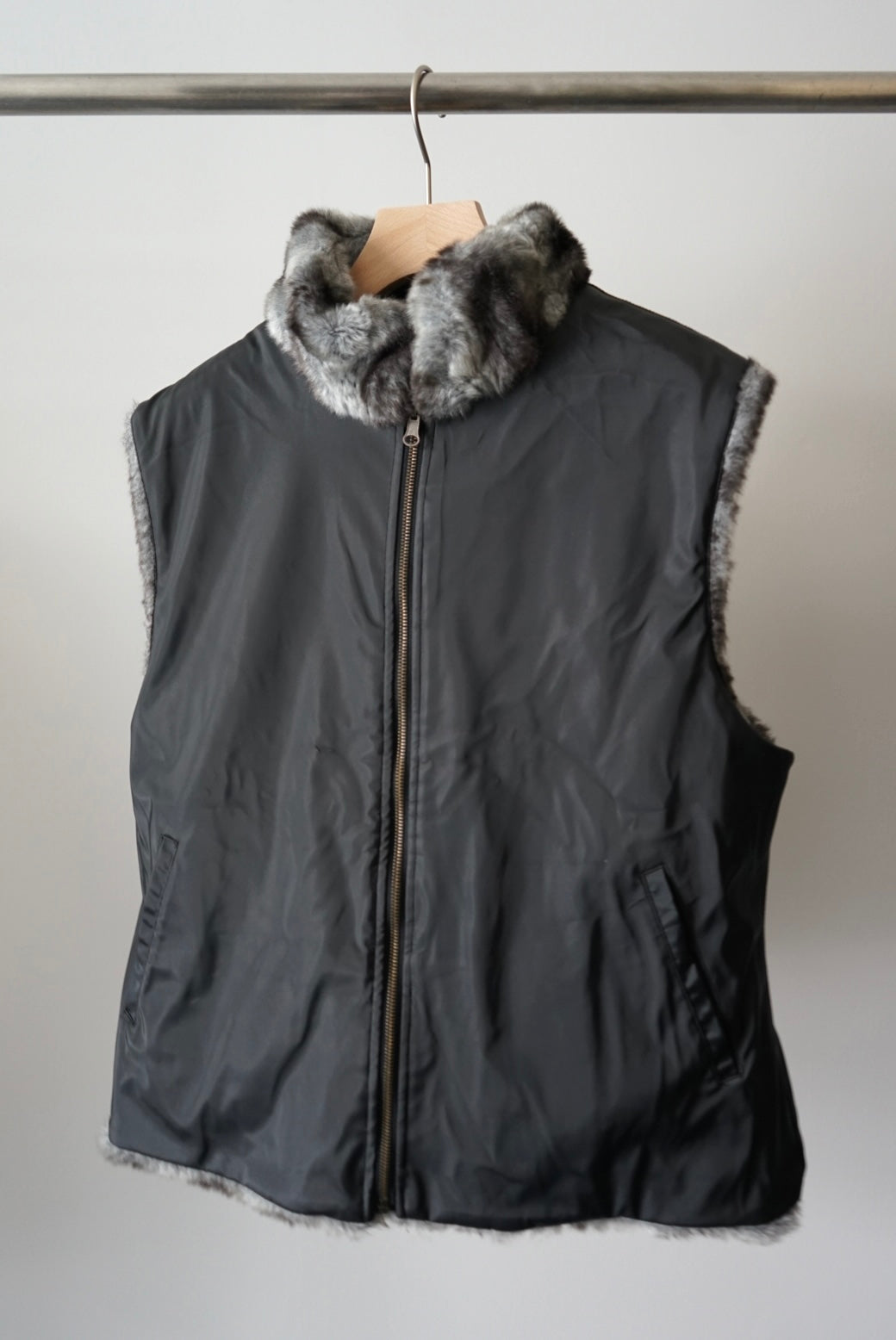 Reversible fake fur vest
