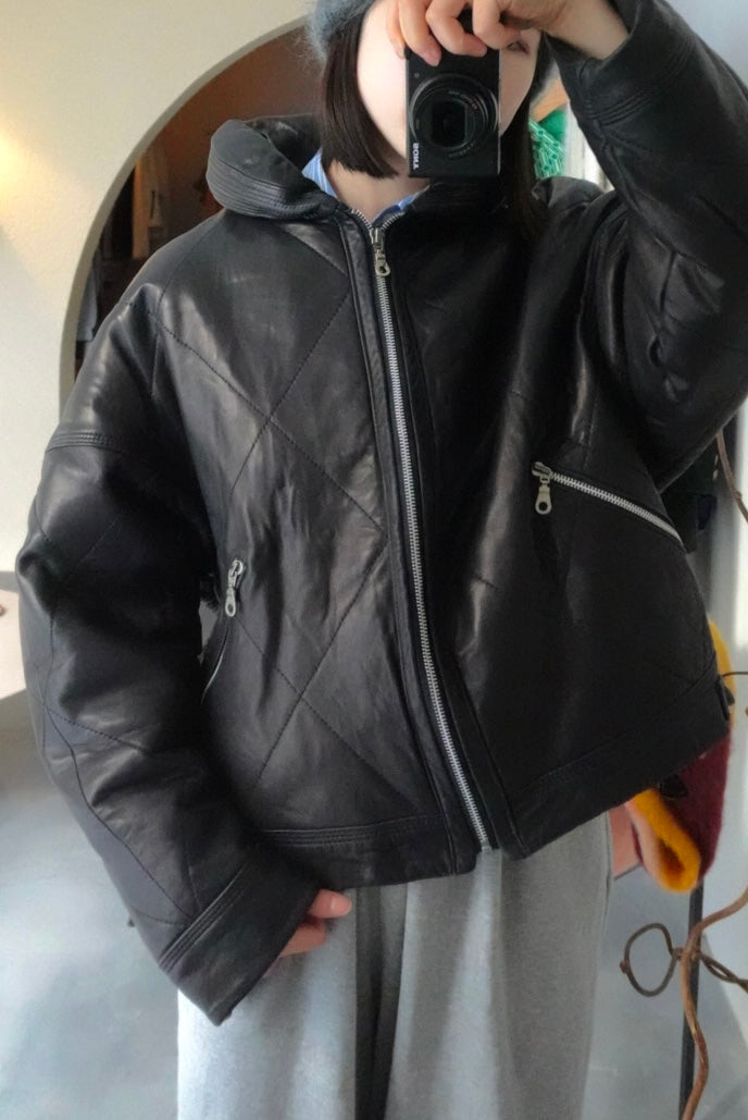 Quilt leather jacket made in Canada