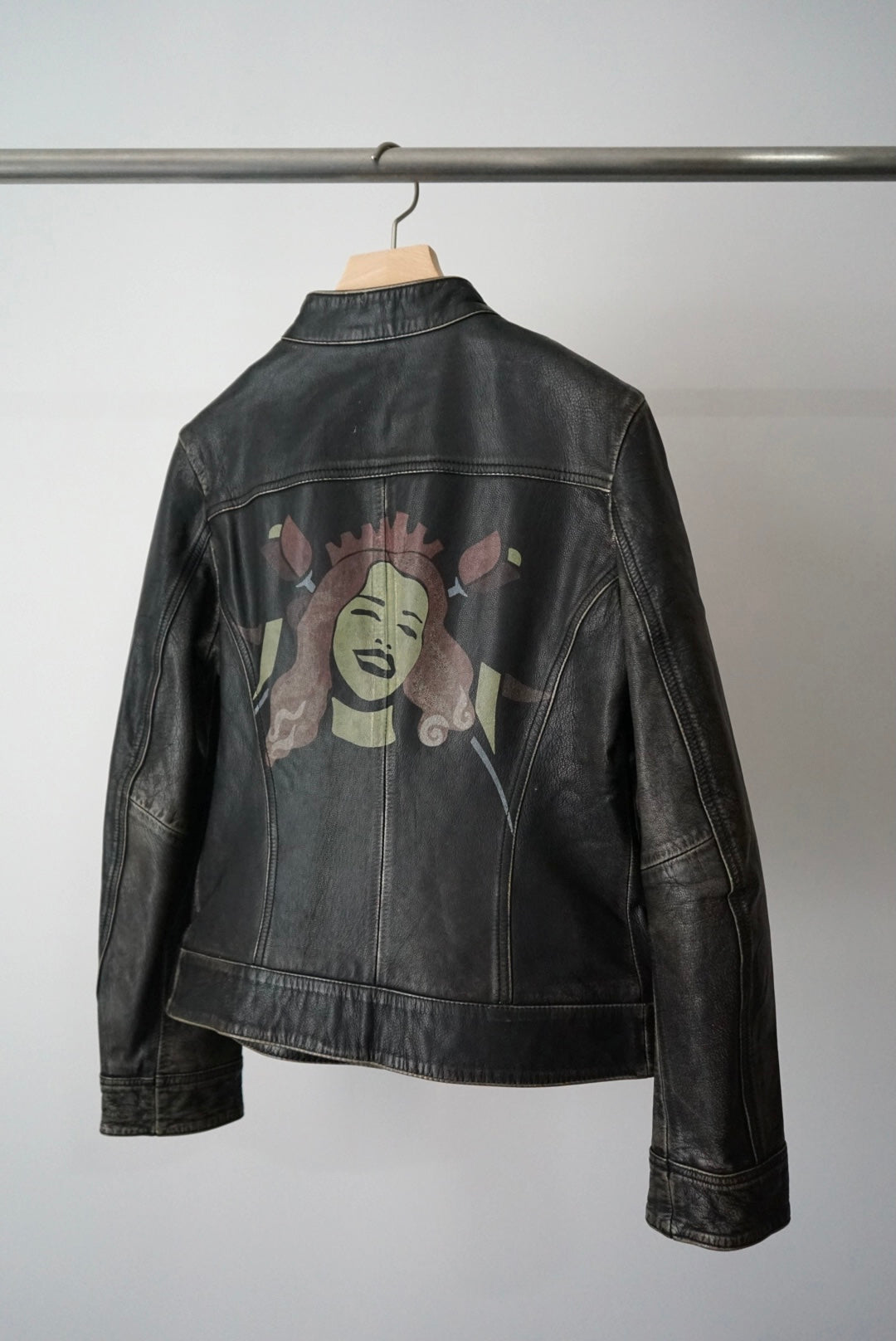 "DIESEL" cool print leather jacket
