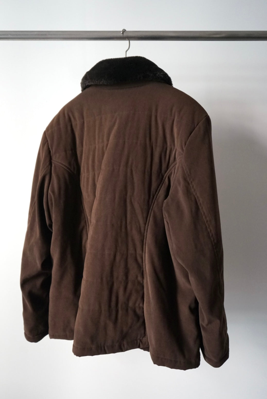 Fake fur collar zip up jacket