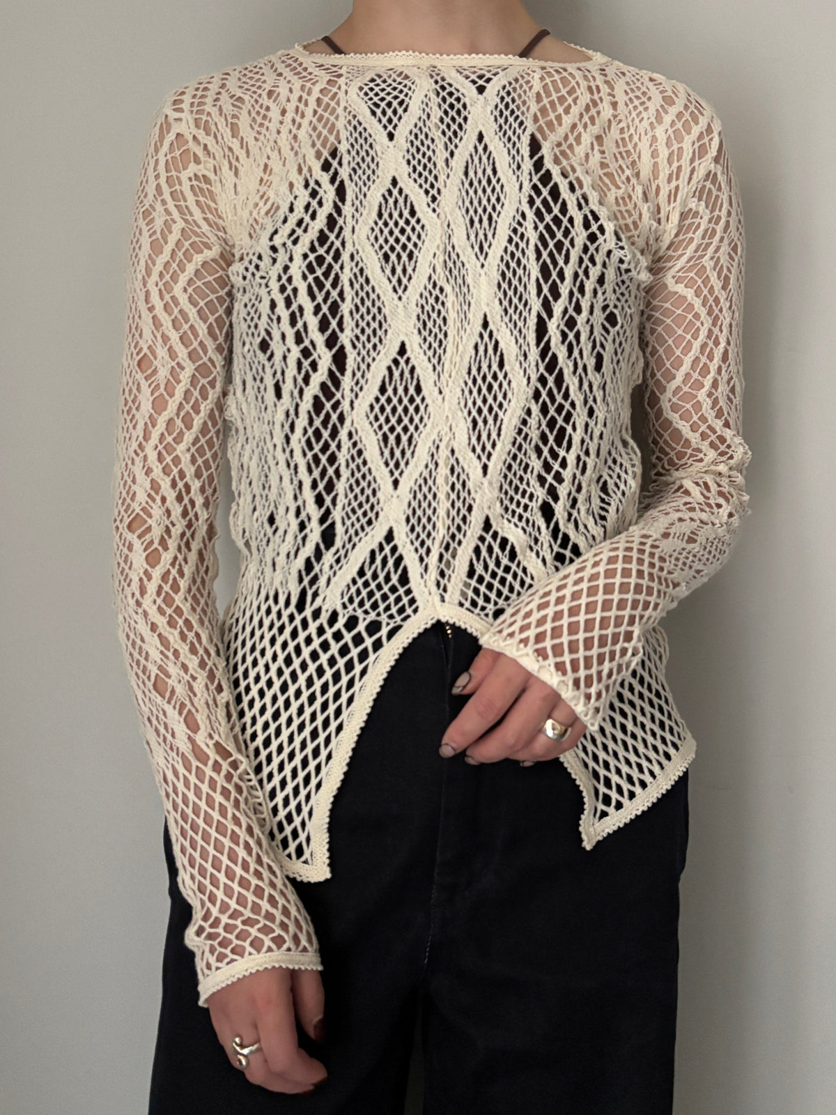 【EUCHRONIA】Stretch Lace Long Sleeve Tee -ivory-