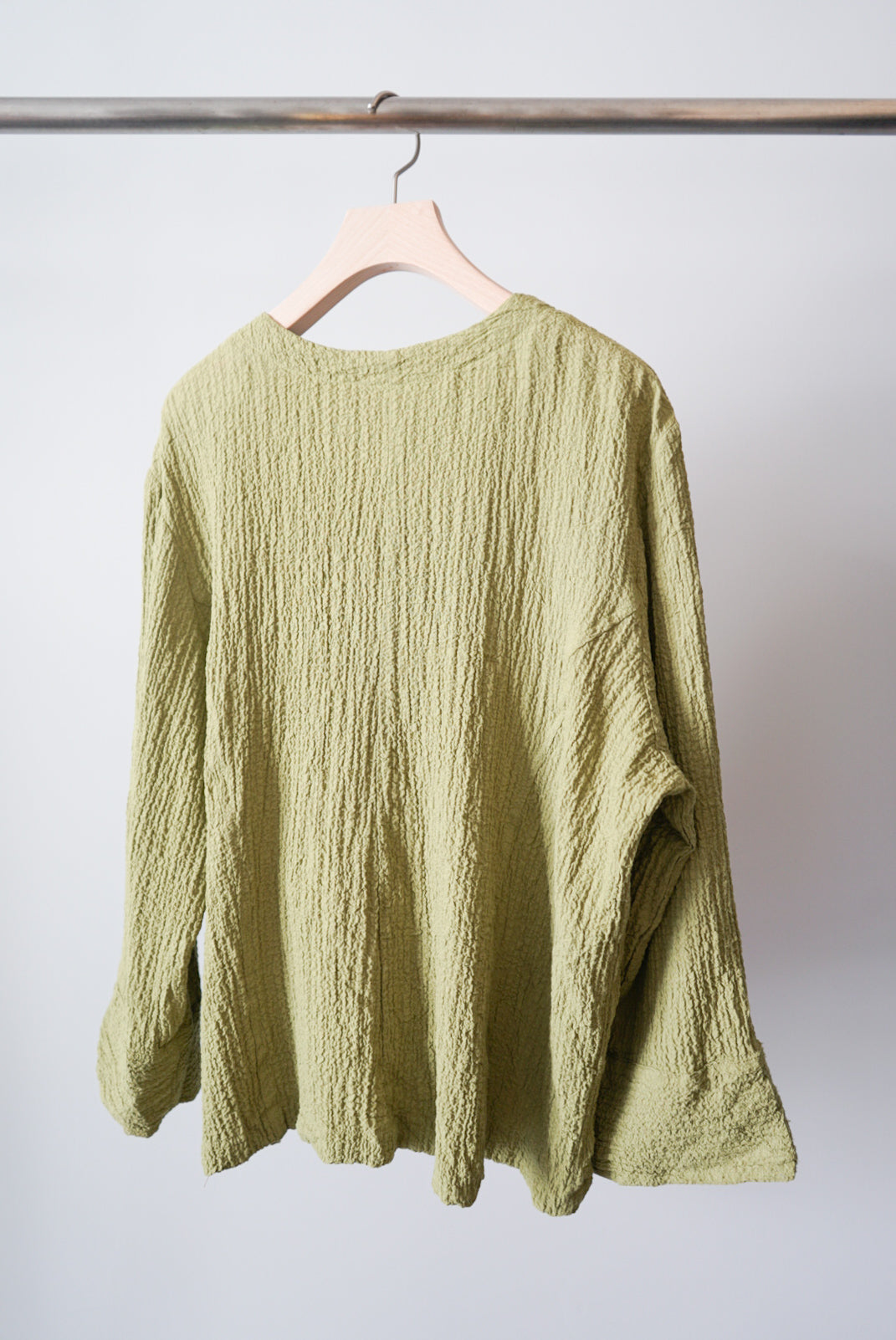 Shirring no collar shirt jacket