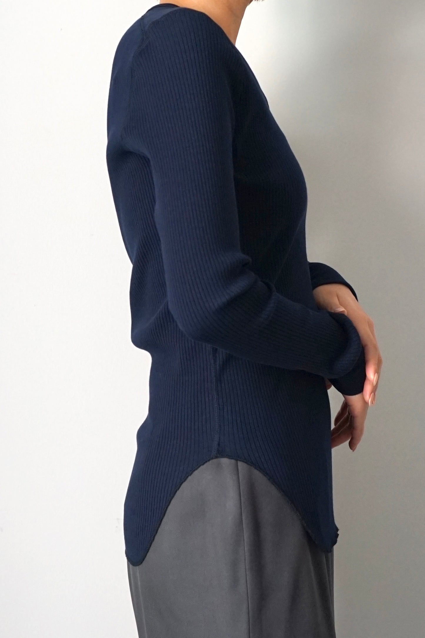 【HAKUJI】Organic cotton LS PO -navy-