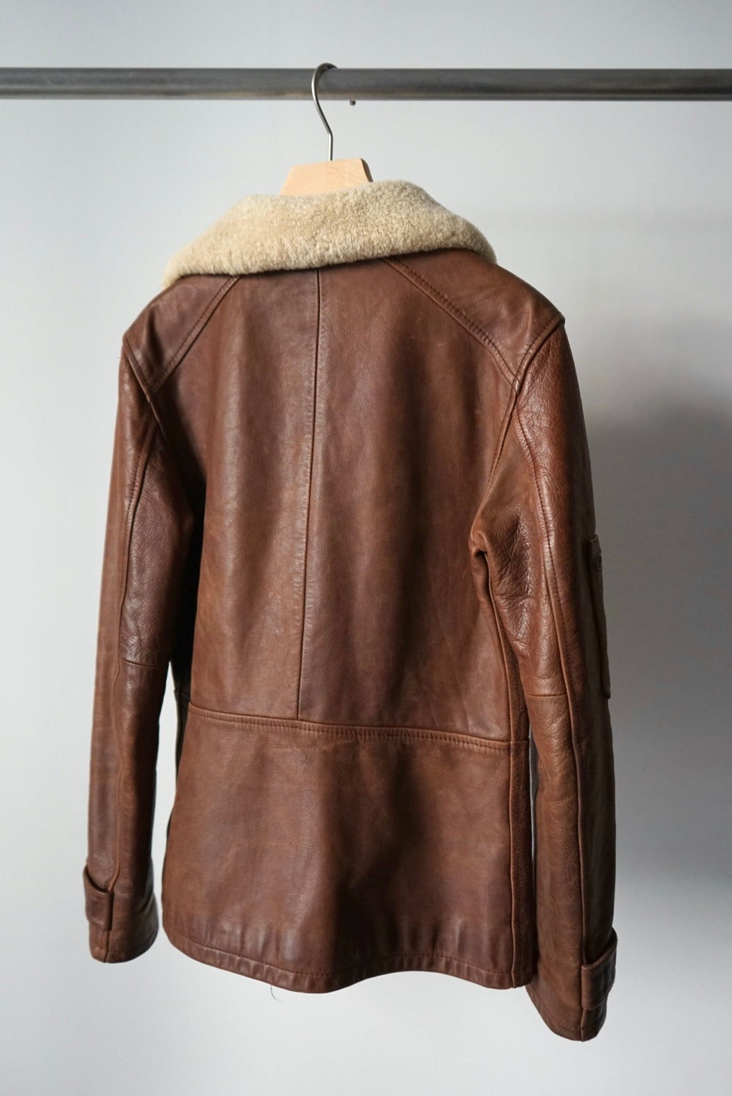 "& DOLCE&GABBANA" mouton collar leather jacket