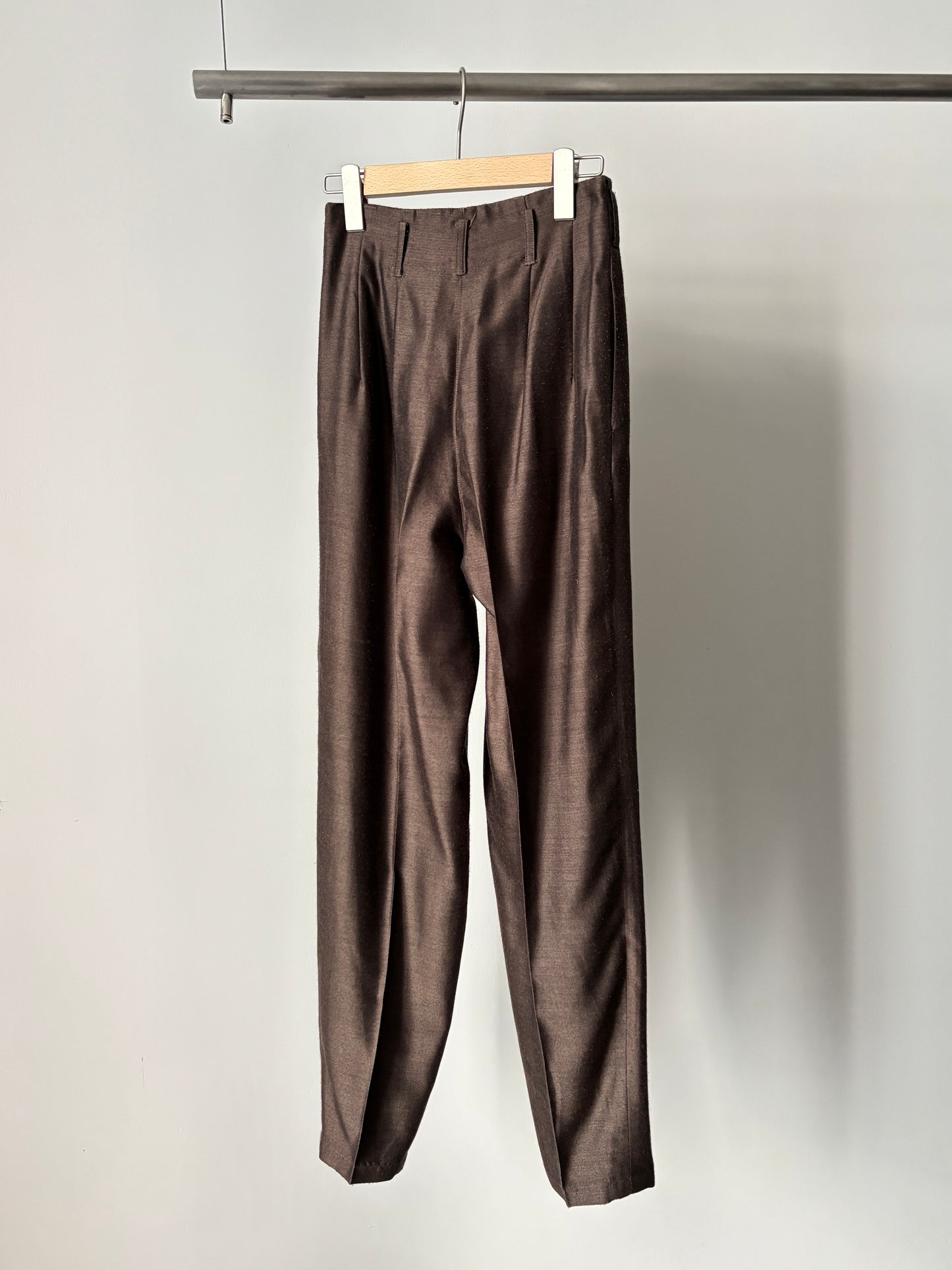 Shiny brown 2 tuck pants
