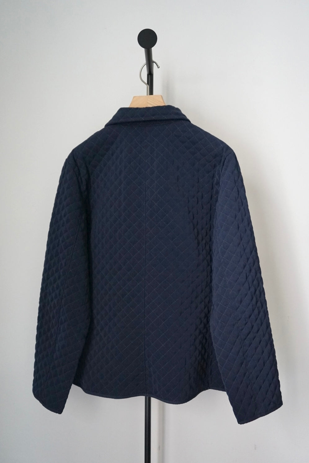 Navy zip-up quilted jacket made in Italy