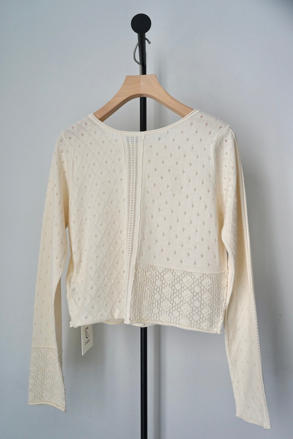 【tyn.TGOR】Patchwork lace 2way cardigan -off white-