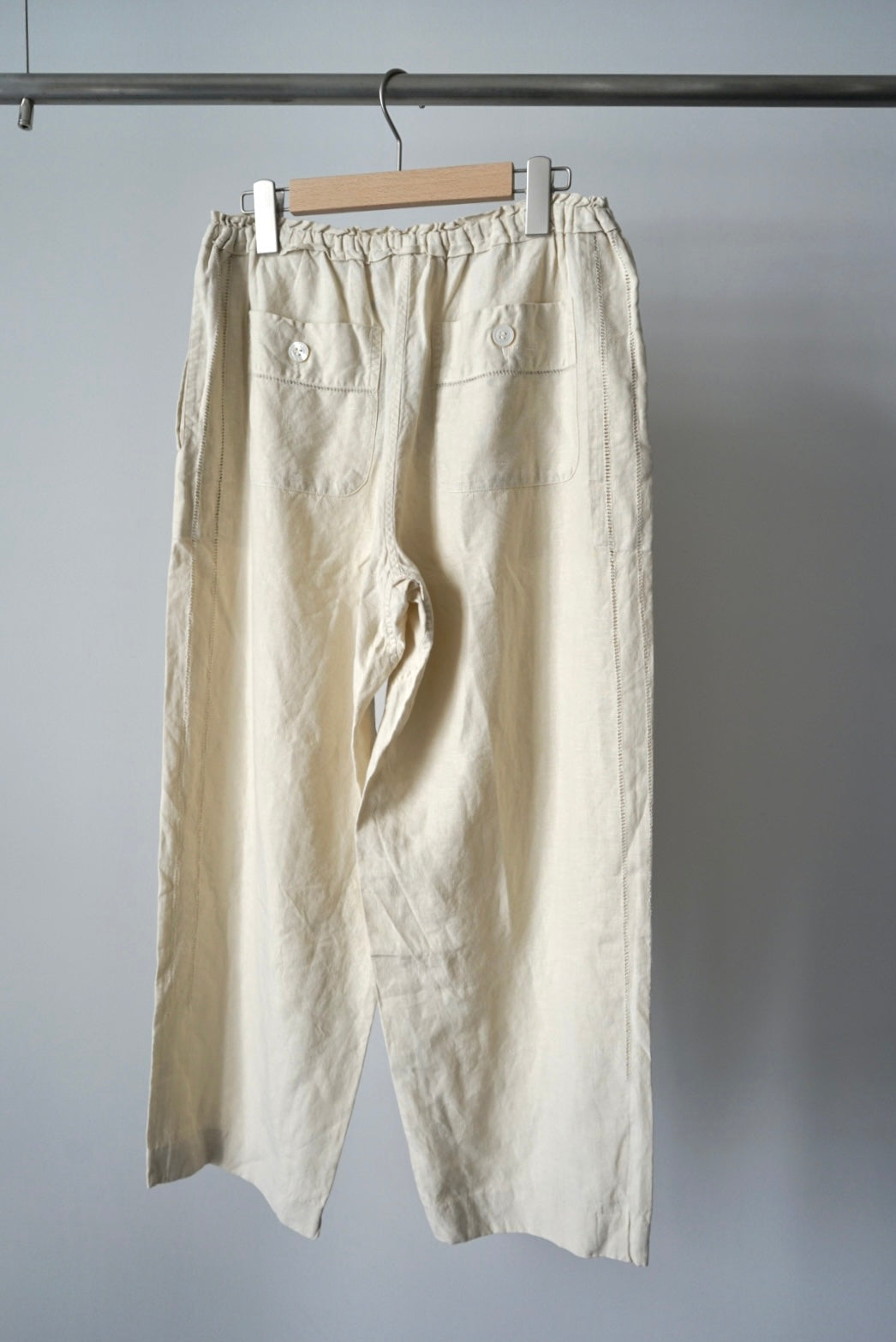 "ISSEY MIYAKE" SIDE LACE LINE LINEN WIDE PANT
