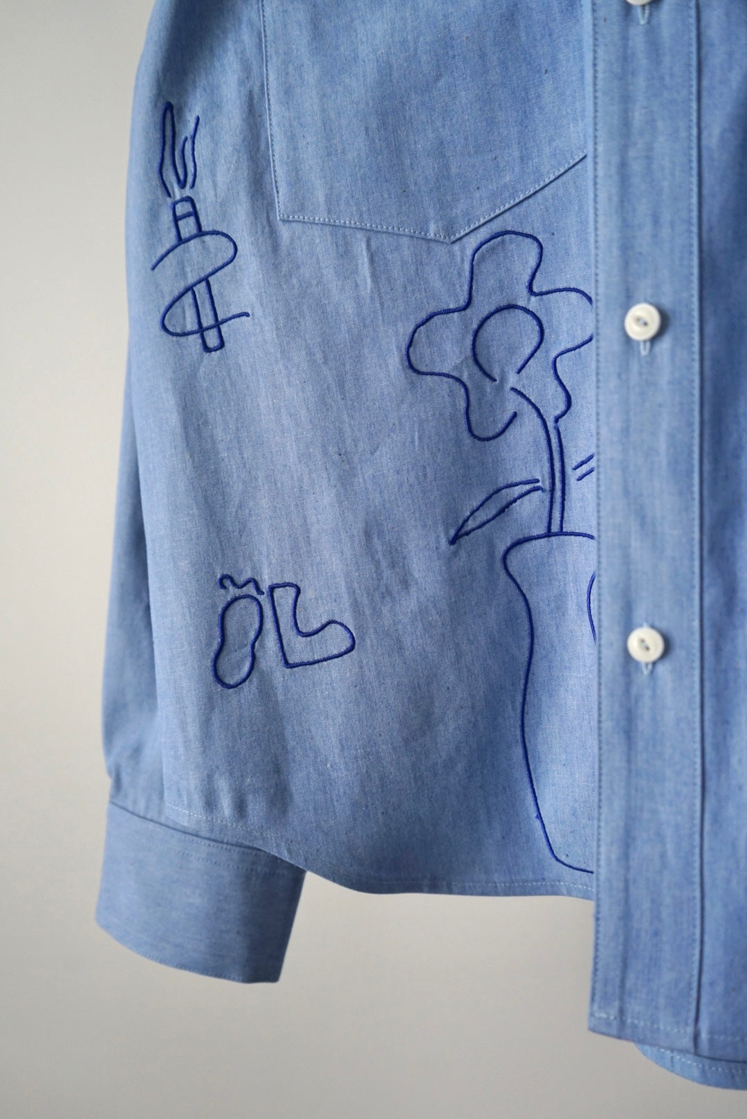 【SHOTAHIYAMA】embroidery chambray shirt