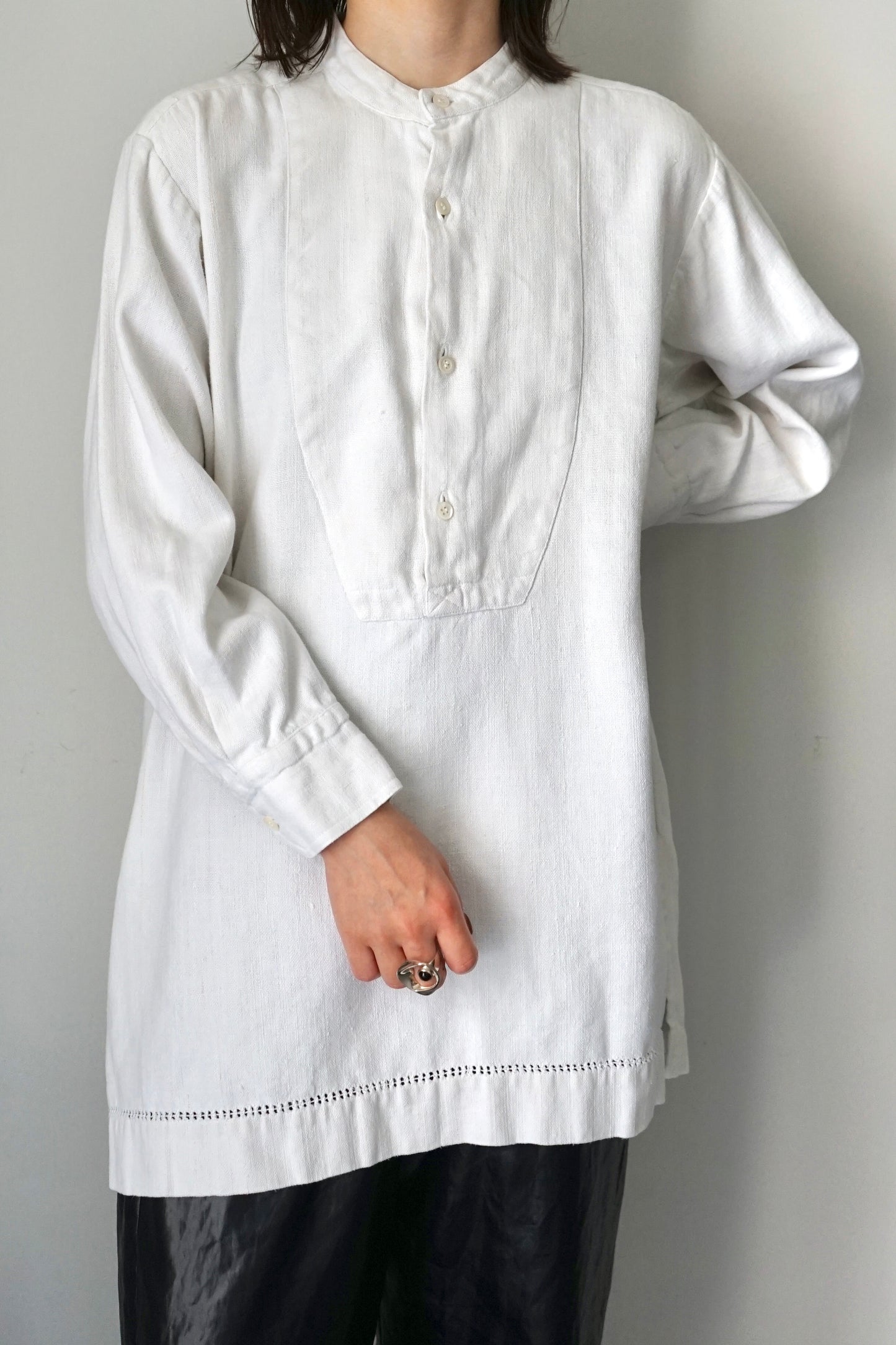 "eskandar" heavy linen pullover shirt made in England