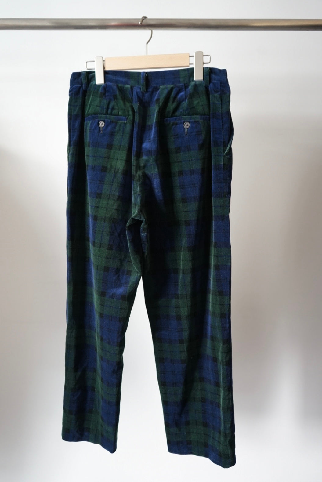 Black watch check velvet pant