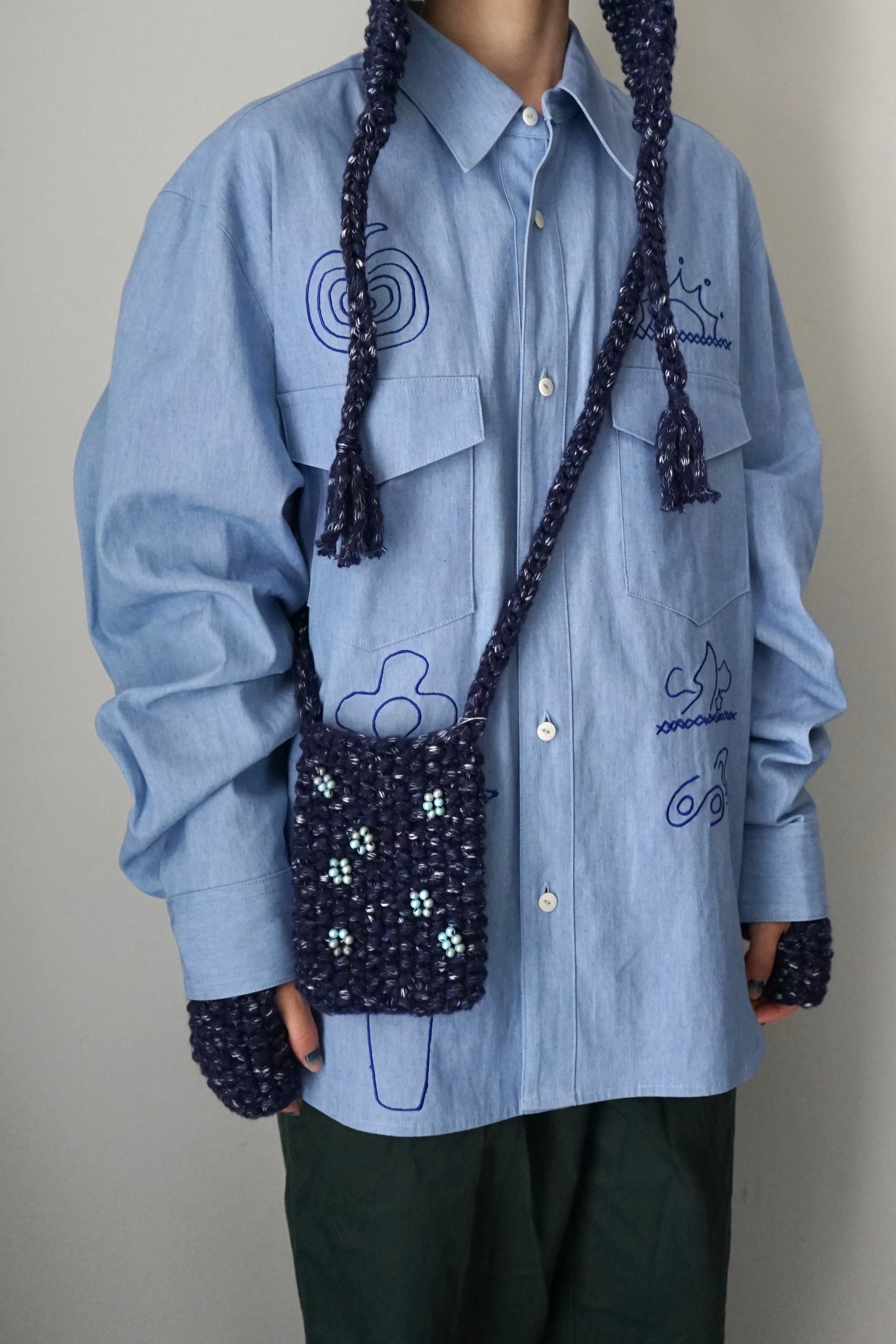 【SHOTAHIYAMA】wool mix hand knit pouch