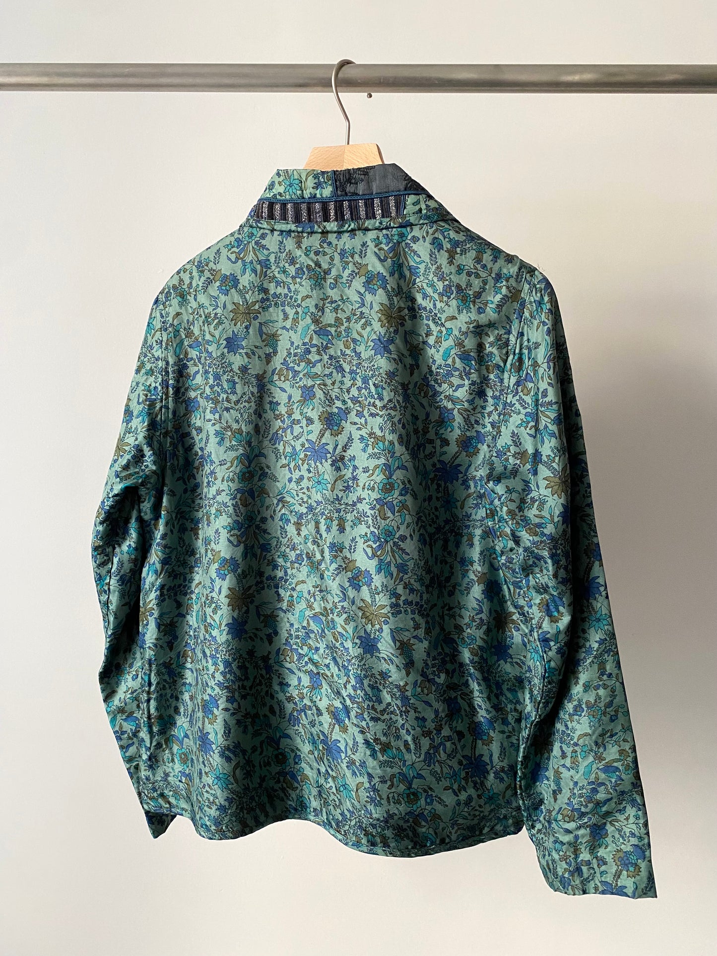 Silk patchwork zip up jacket