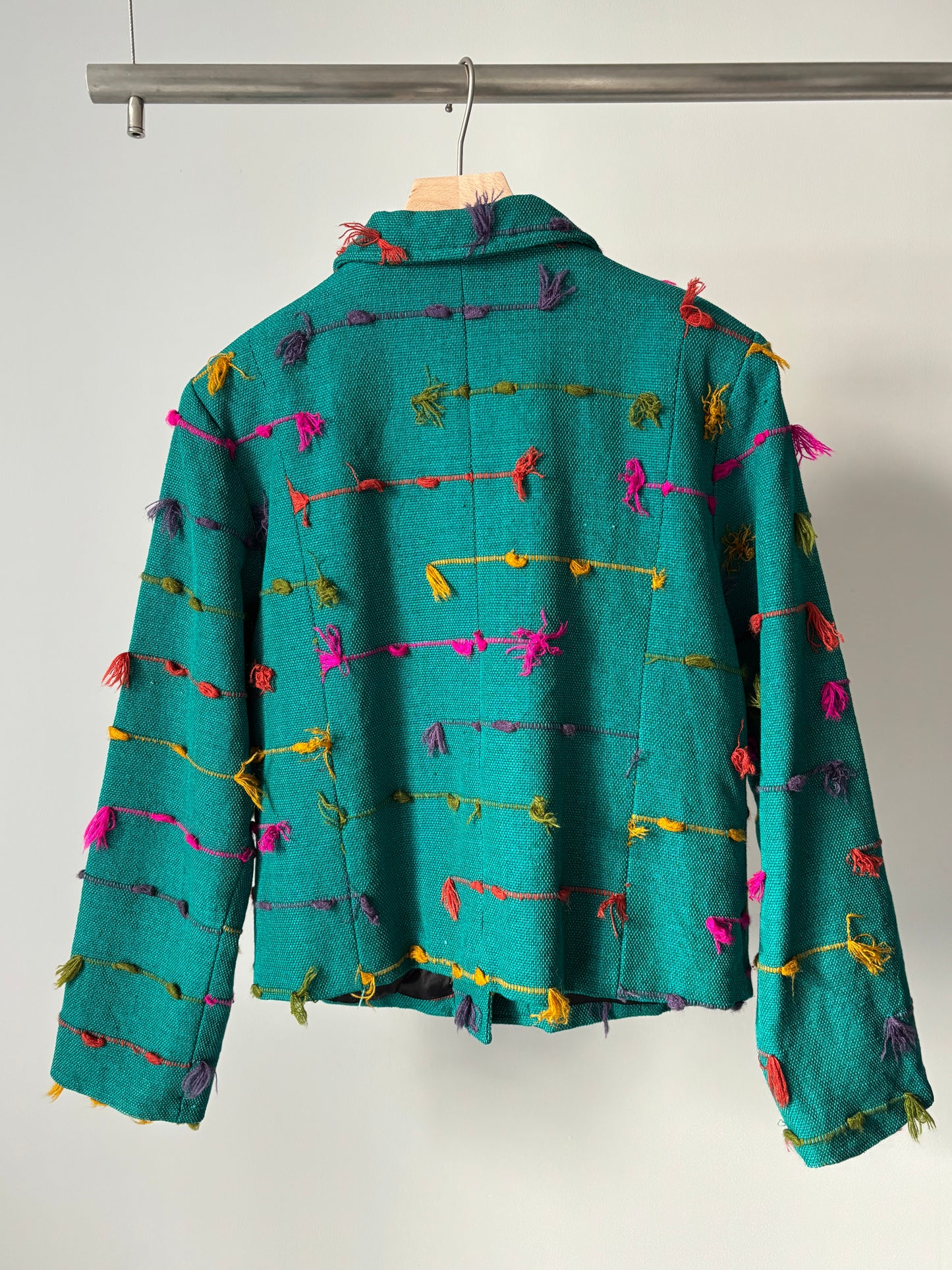 Multi color fringe jacket