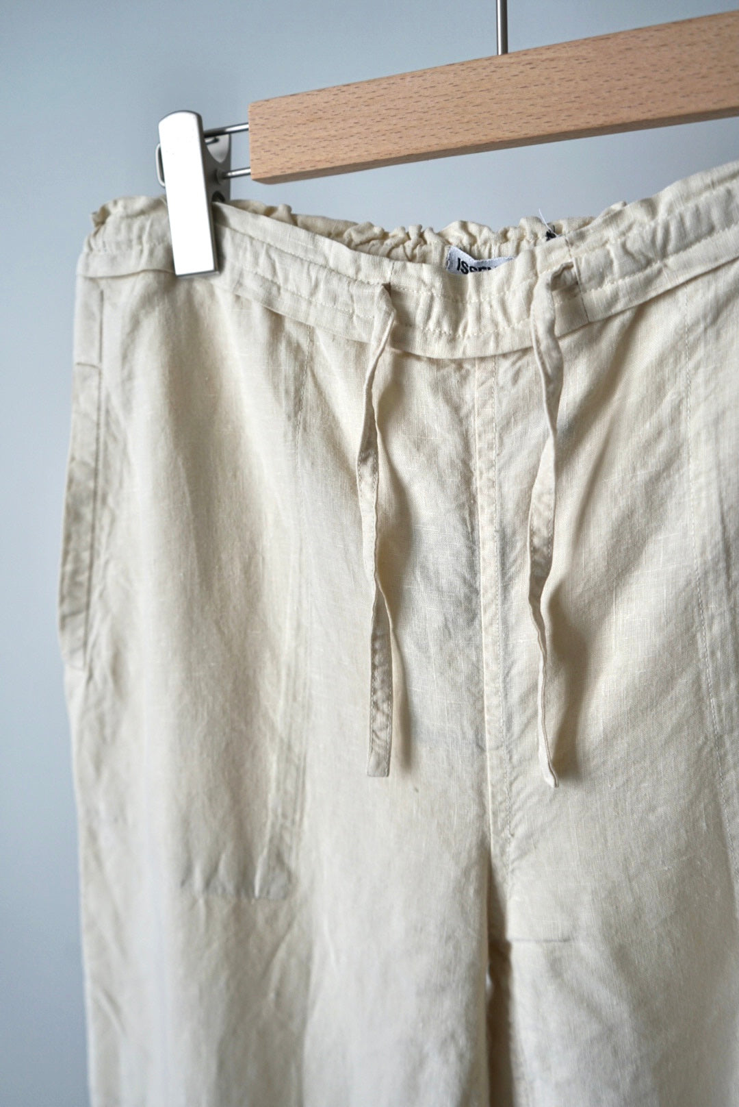 "ISSEY MIYAKE" SIDE LACE LINE LINEN WIDE PANT
