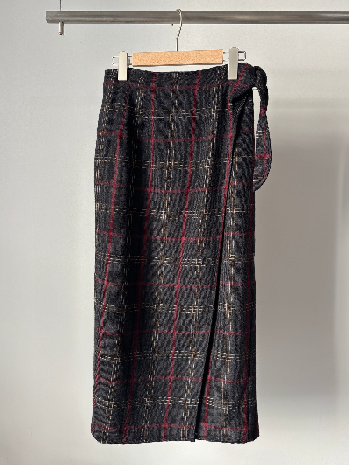 Check wrap skirt made in USA