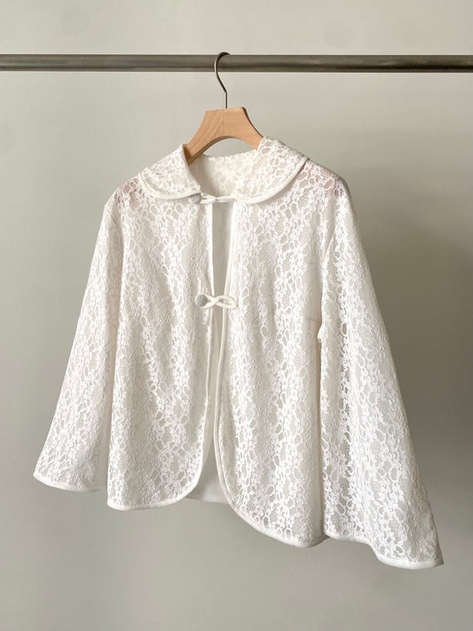 Flower lace flare sleeve jacket