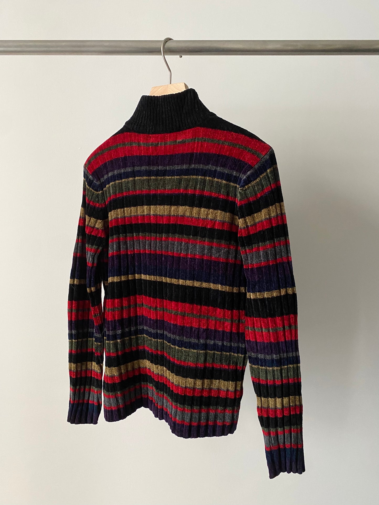 Multi stripe velvet pullover