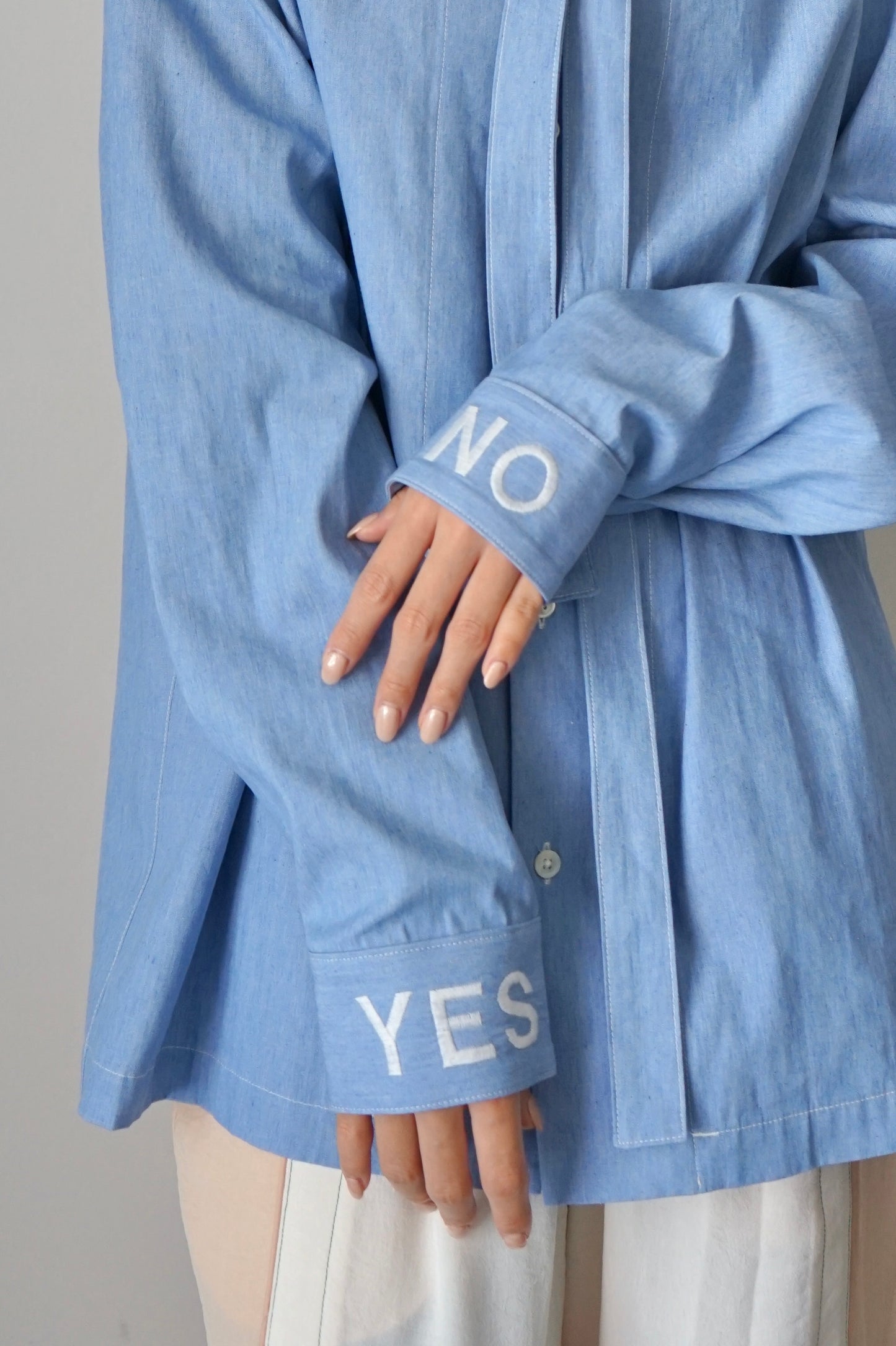 【SHOTAHIYAMA】yes no bowtie chambray shirt