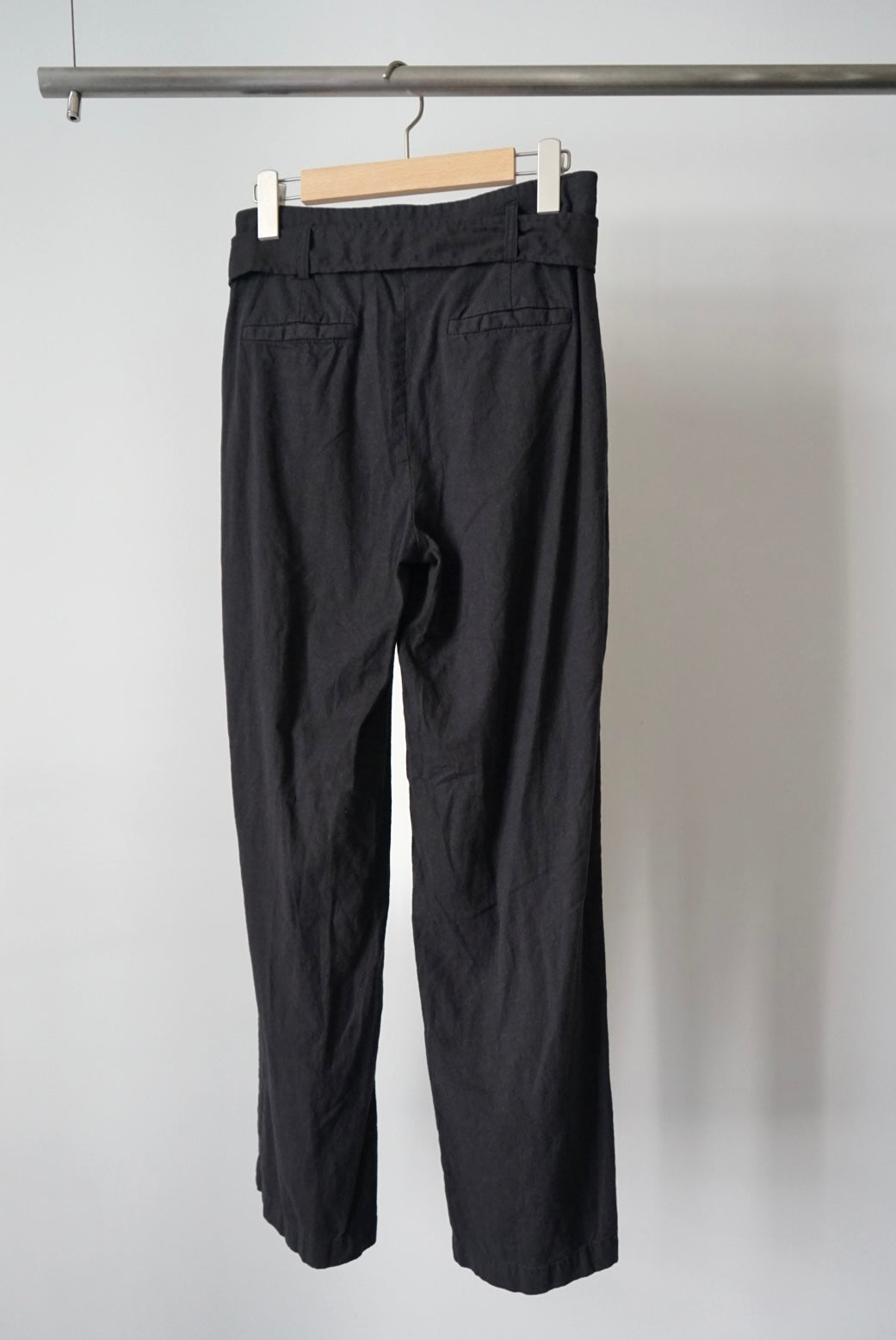 Belted linen rayon pants