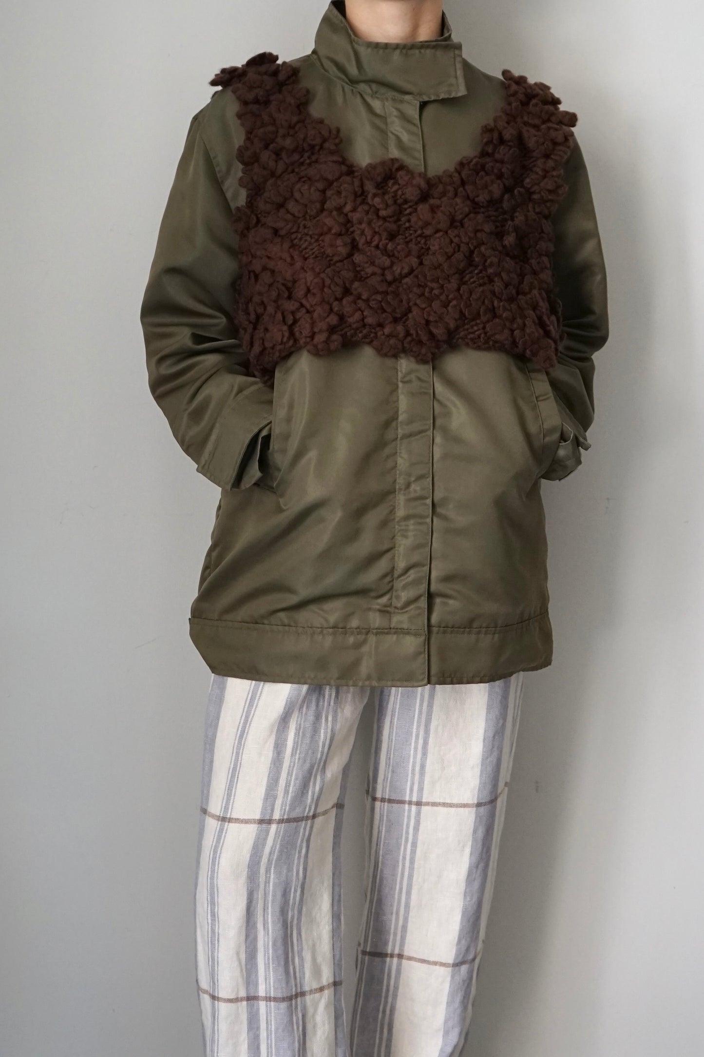 【HAKUJI】Hand-knitted vest (brown)