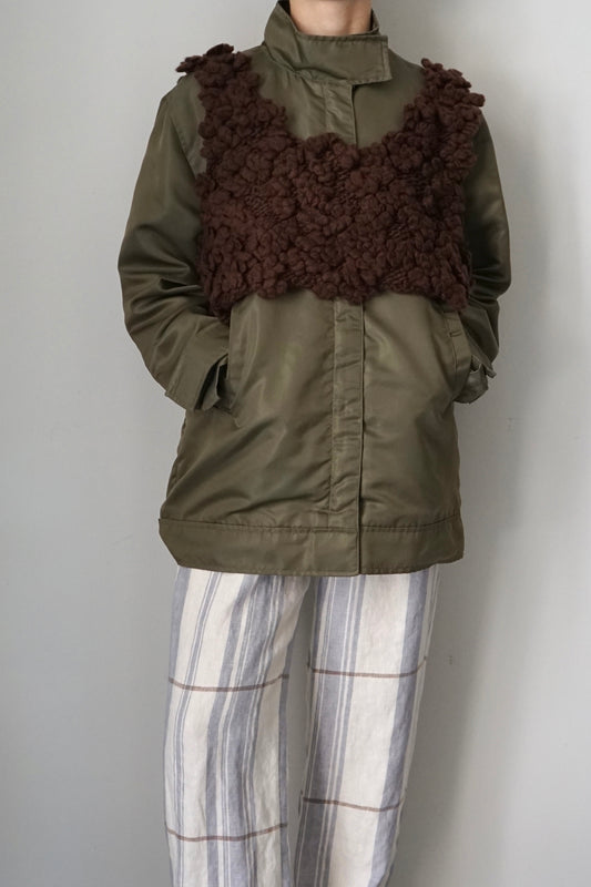 【HAKUJI】Hand-knitted vest (brown)