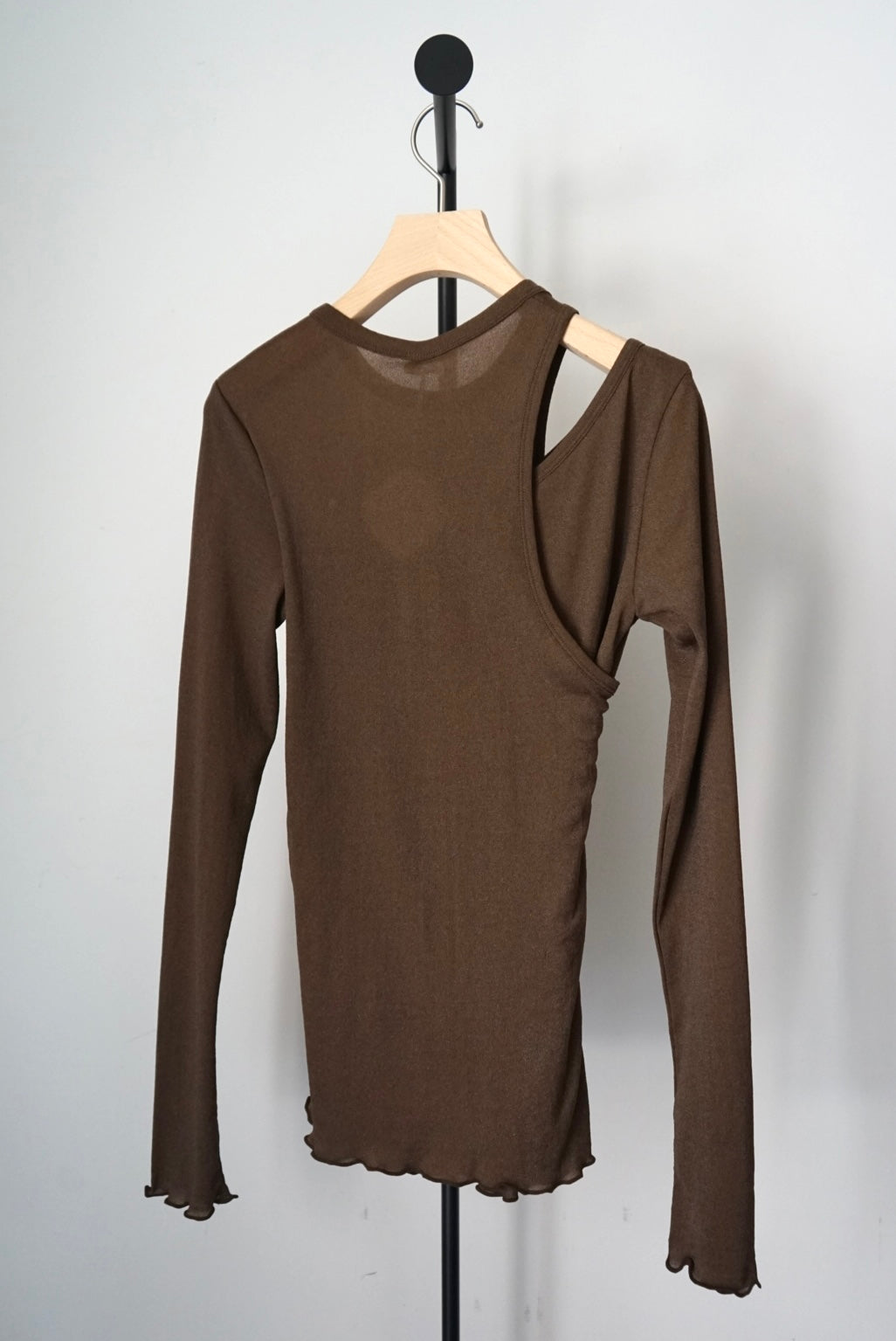 【HAKUJI】Shiny rib layerd LS PO/Brown
