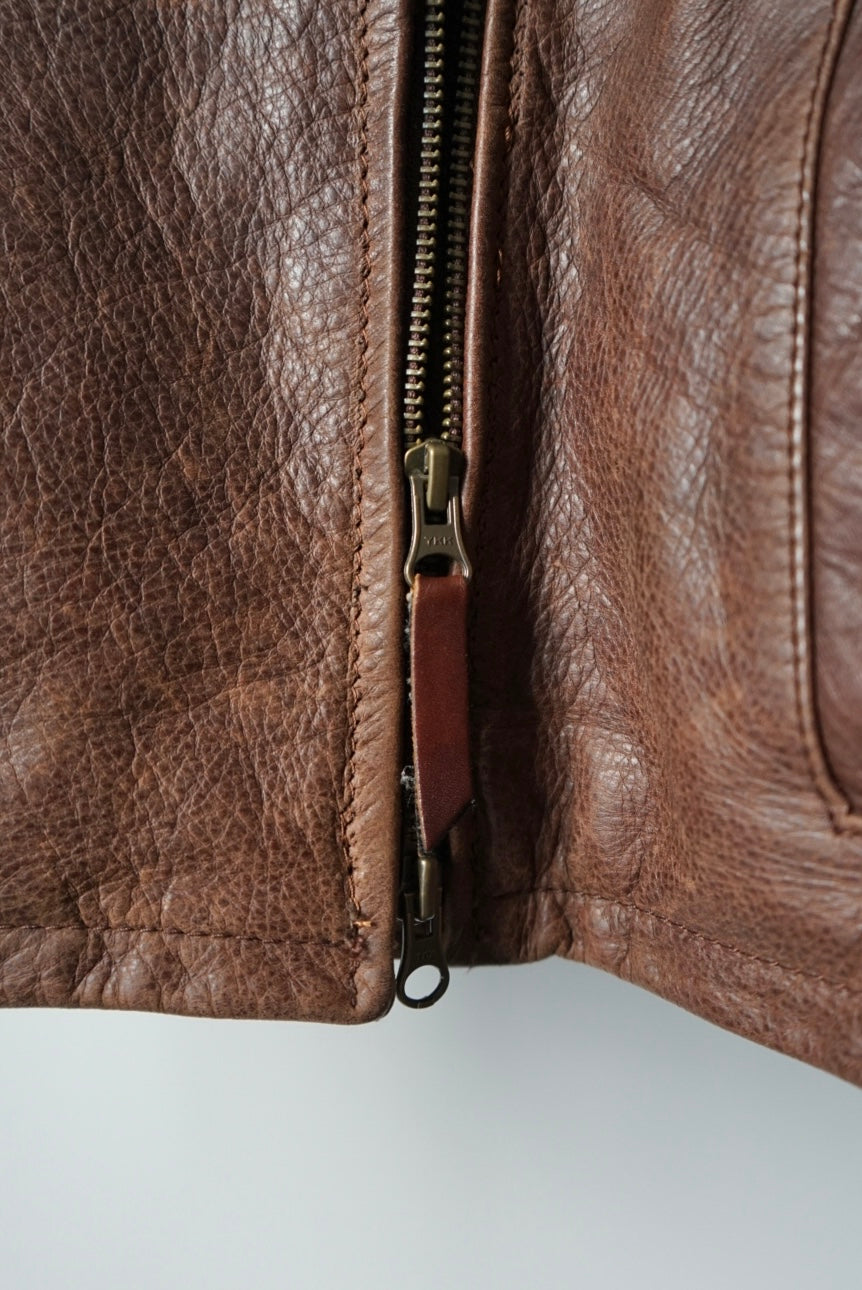 "& DOLCE&GABBANA" mouton collar leather jacket