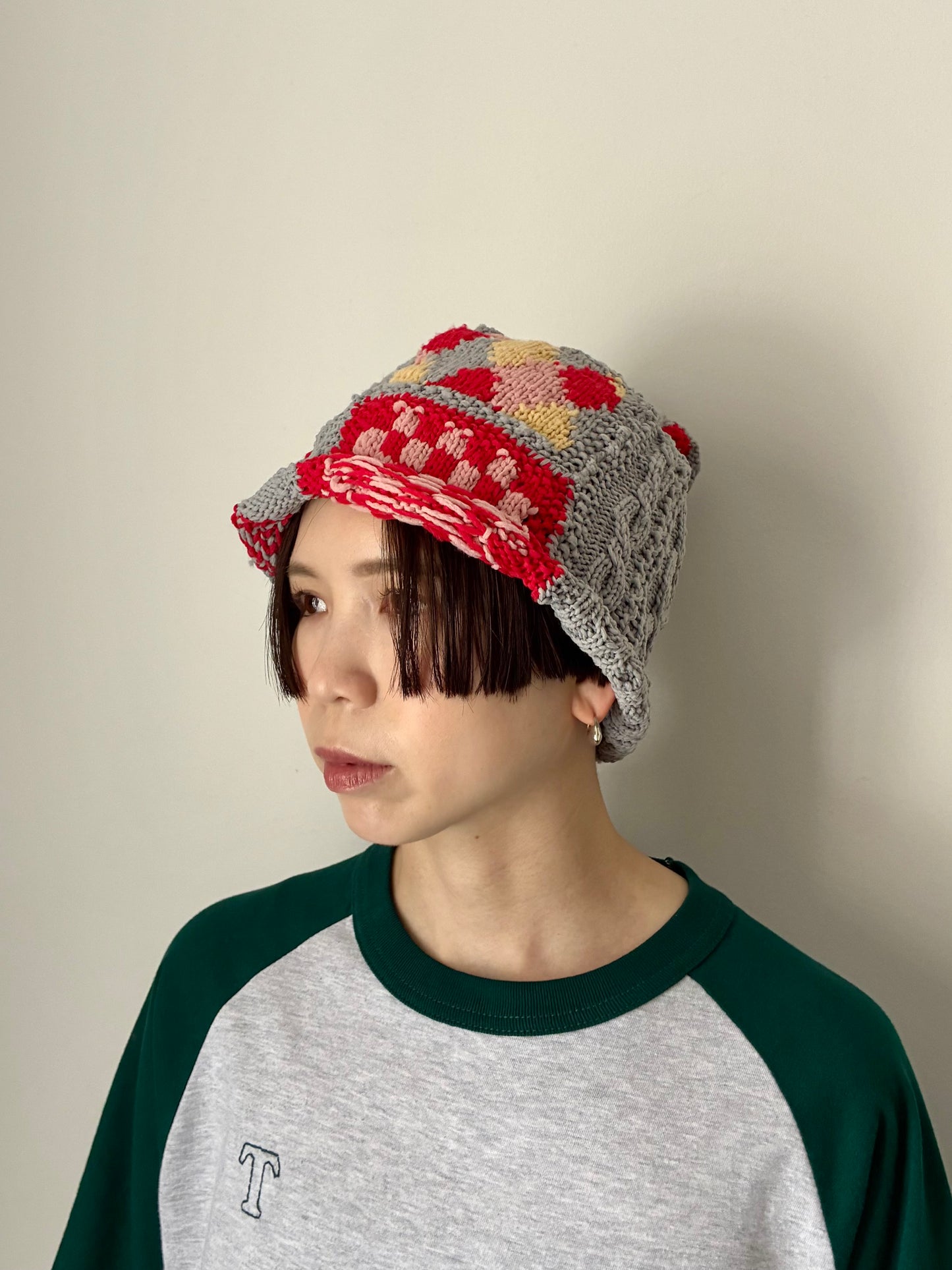 【SHOTAHIYAMA】patchwork hand knit hat