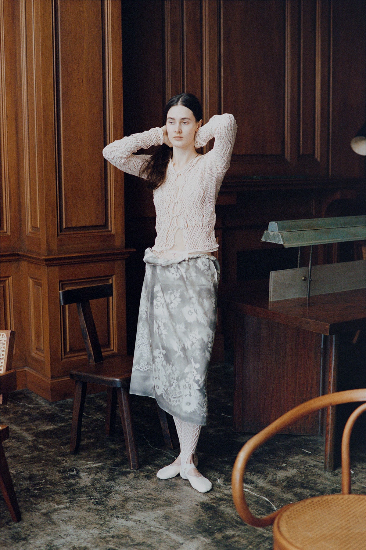 【EUCHRONIA】2way Shadow Lace Print Skirt
