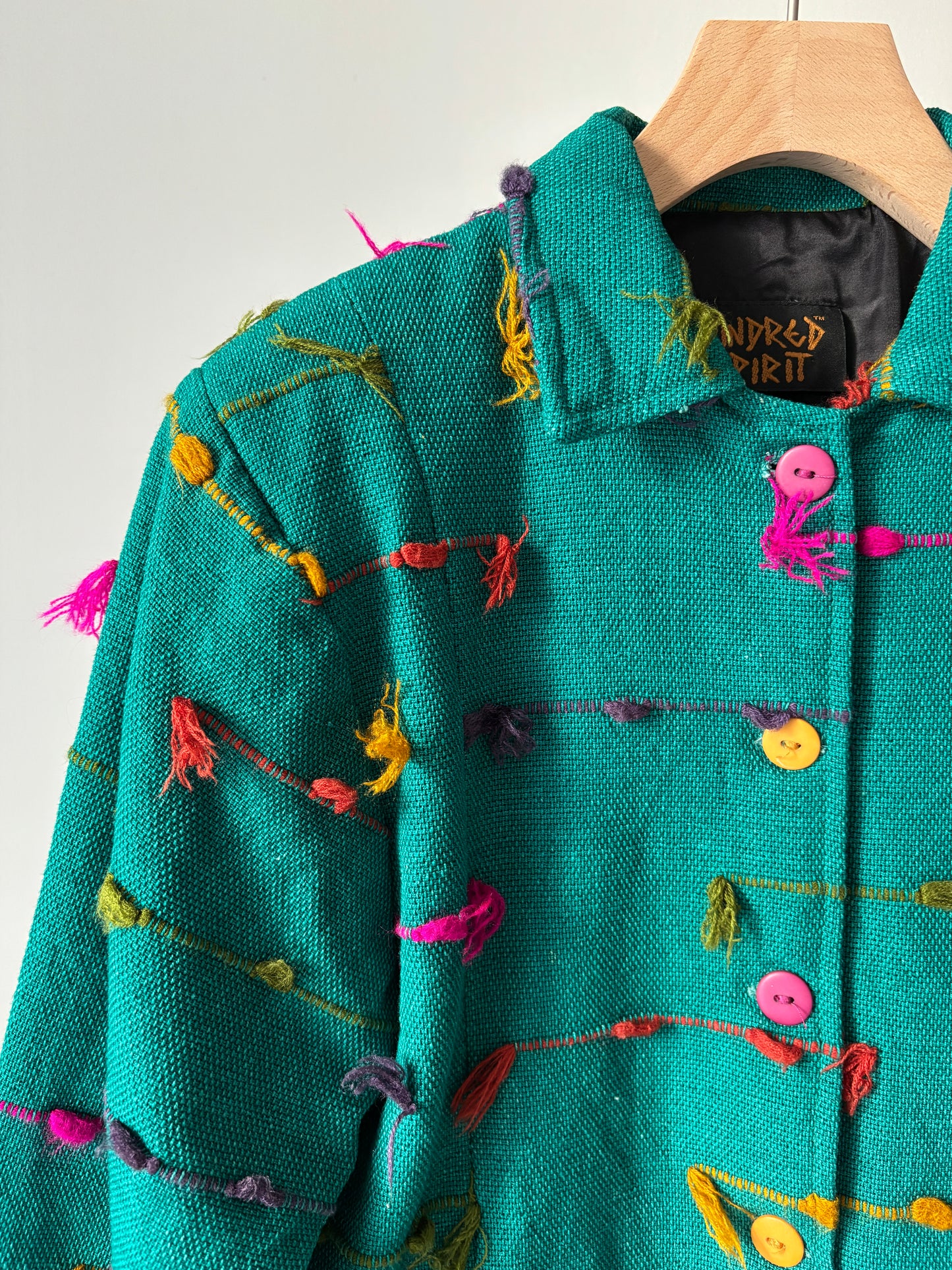 Multi color fringe jacket