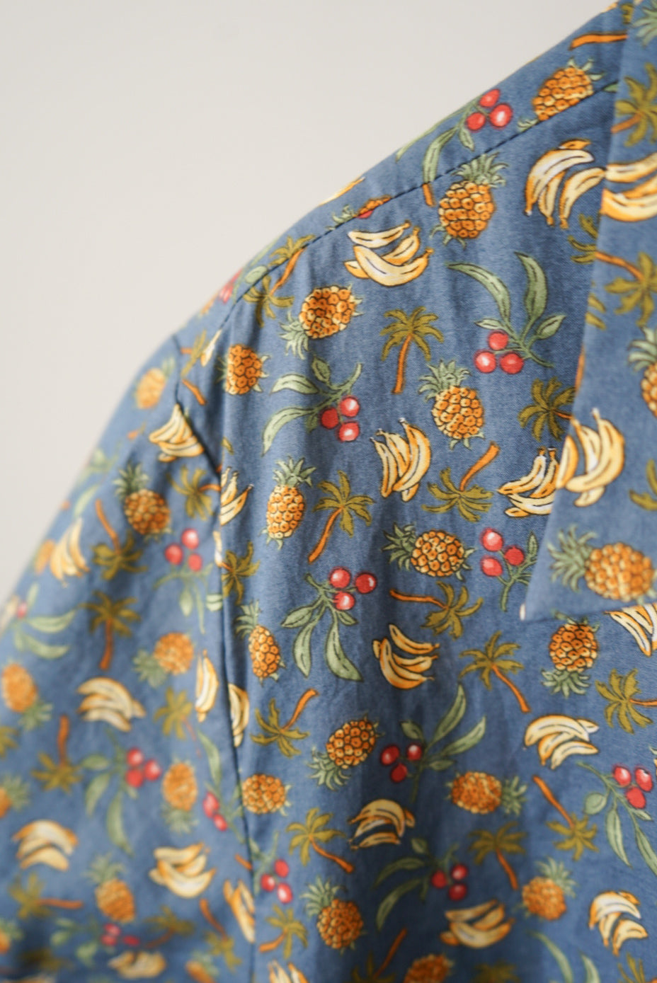 Fruits pattern open collar shirt