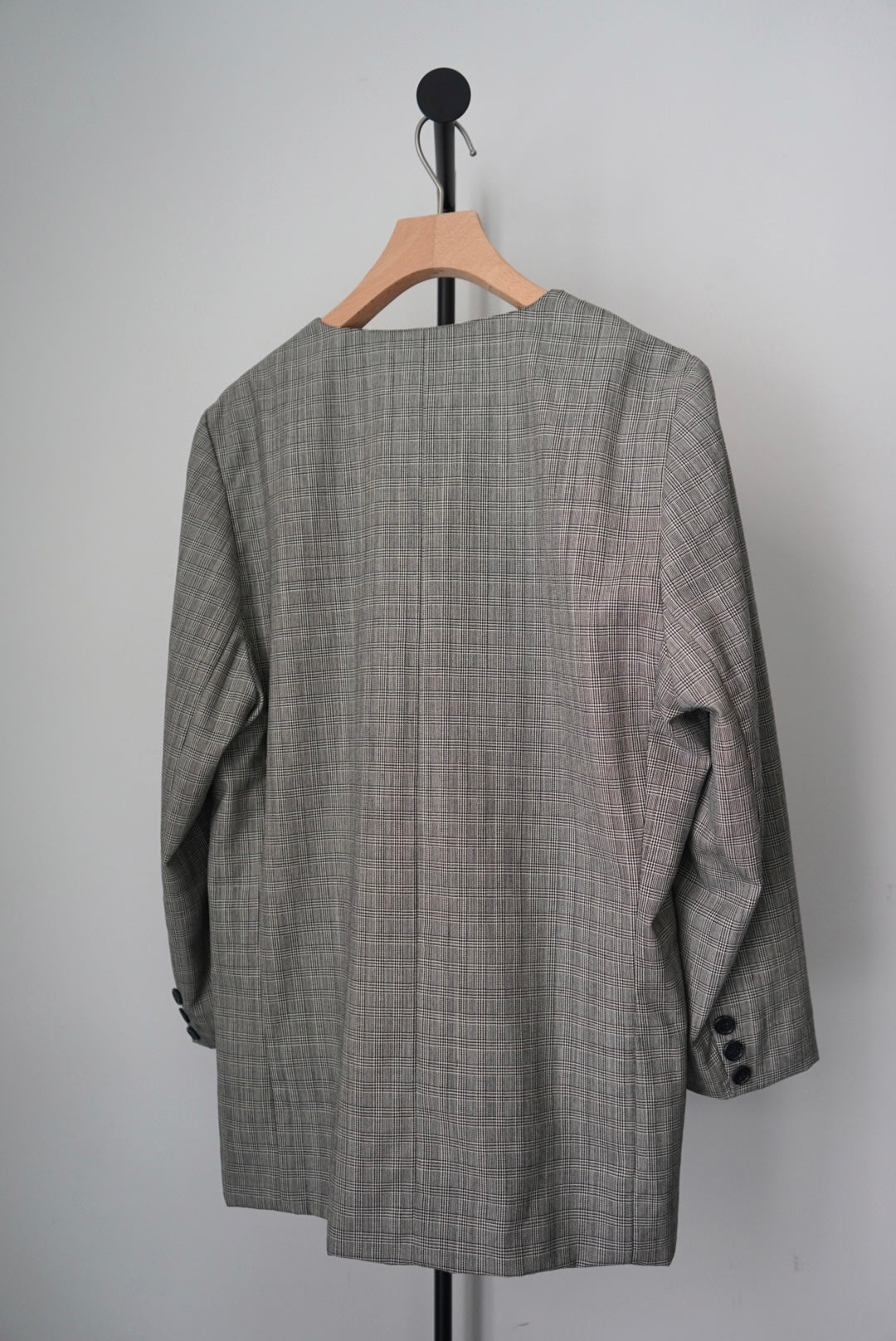 Collarless check jacket made in Italy