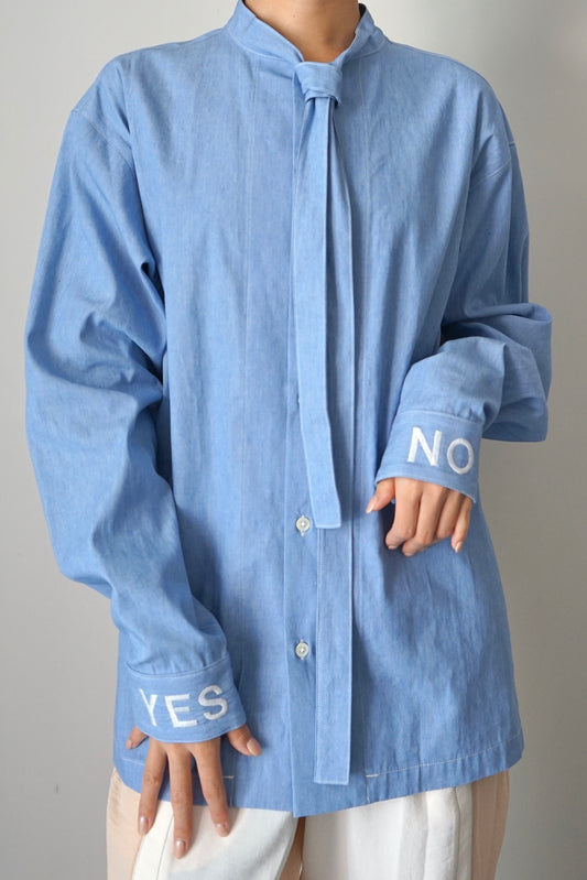 【SHOTAHIYAMA】yes no bowtie chambray shirt