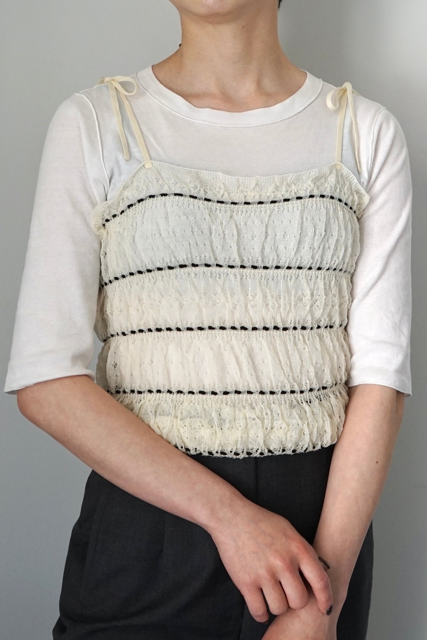 【EUCHRONIA】 Shrring Lace Camisole