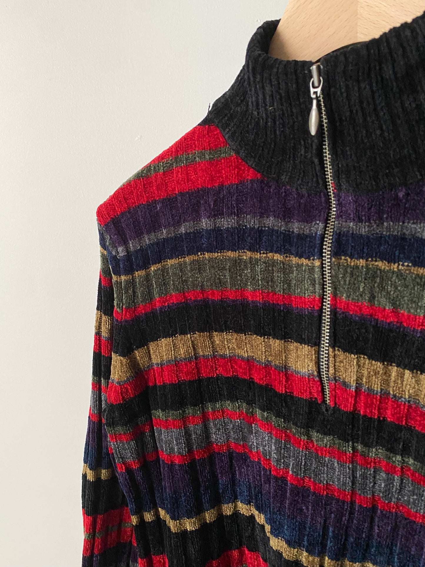 Multi stripe velvet pullover