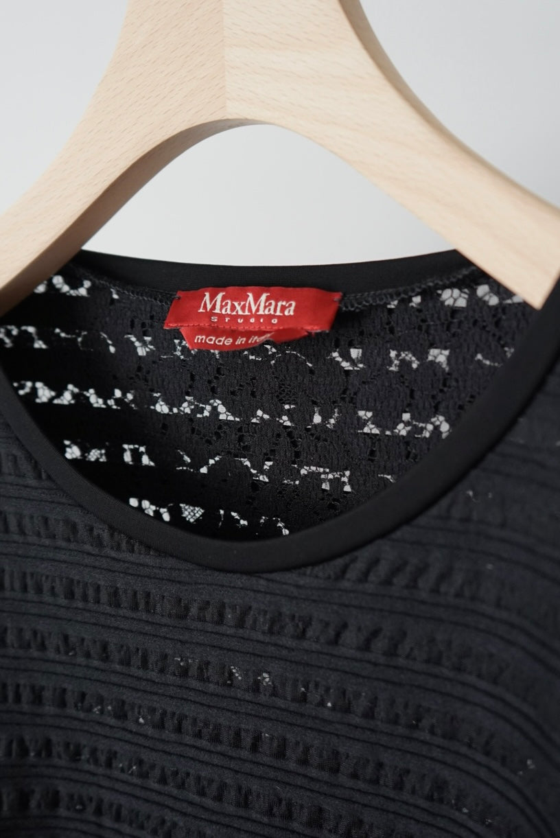Sheer lace mix tee made in Italy