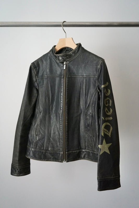 "DIESEL" cool print leather jacket