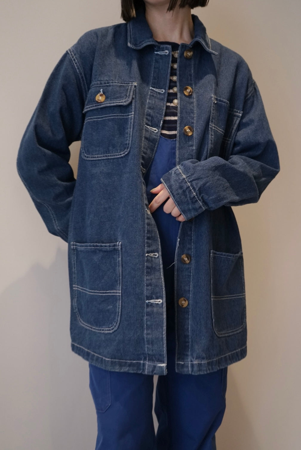 Stitch denim coverall