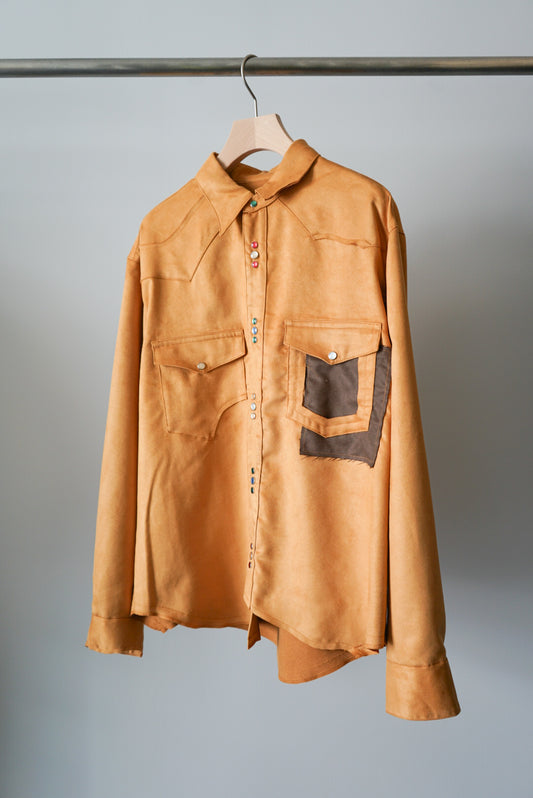 【SHOTAHIYAMA】 fake suede cutting western shirt (camel)